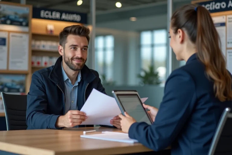 Jeune homme en consultation auto chez Leclerc Auto